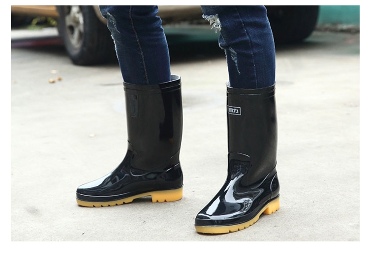 回力807防滑防水黑色中筒雨靴圖片11