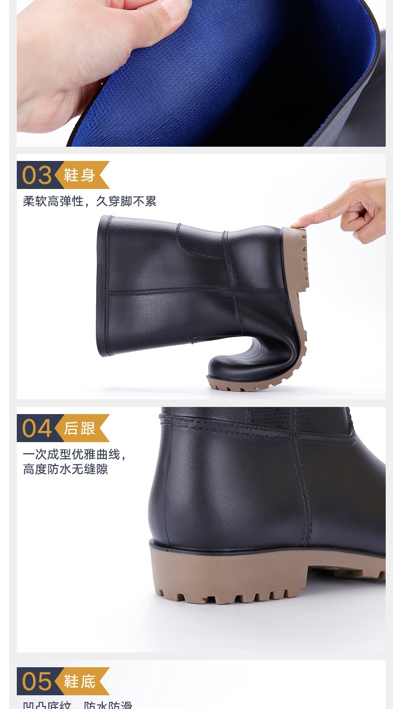 回力8128黑色PVC高筒雨靴圖片3