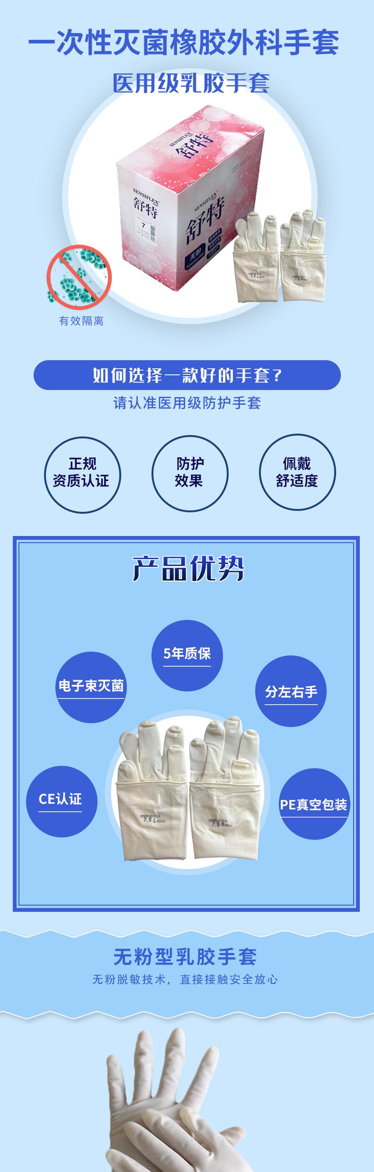 舒特一次性使用滅菌橡膠外科手套1