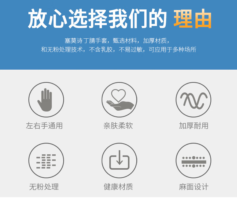 塞莫詩N1201BL加長型藍(lán)色一次性丁腈手套圖片2