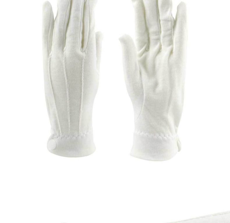 漢盾HD-GP5505滌棉背三筋帶扣白色禮儀勞保手套10