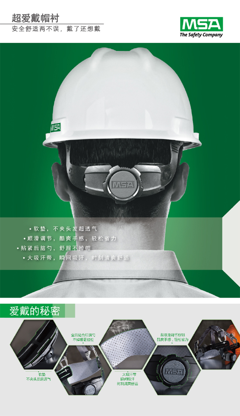 梅思安10167222-L白色帶孔豪華型ABS安全帽1