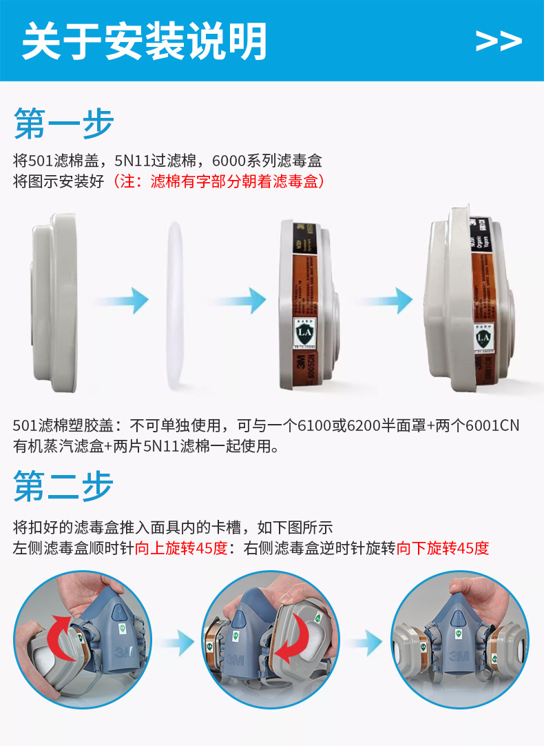 3M501濾棉蓋安裝示意圖