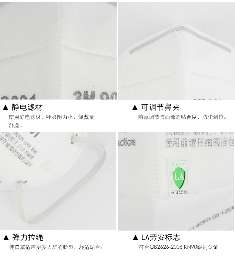 3m9001口罩可調(diào)拉繩設(shè)計(jì)，佩戴舒適