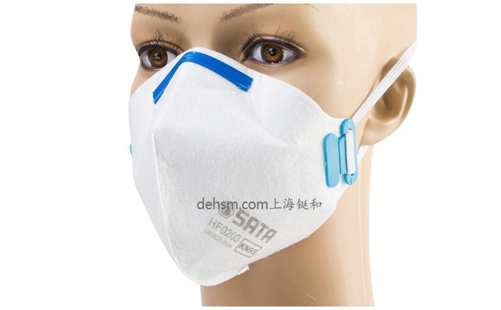 世達(dá)HF0203耳帶式KN95防塵口罩佩戴示意圖